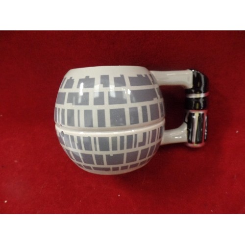 138 - 4 X STAR-WARS DEATH STAR SCULPTURED MUG. NEW/BOXED.