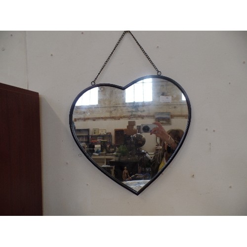 142 - SMALL HEART SHAPED WALL MIRROR.