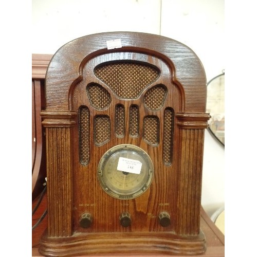 148 - CASIO VINTAGE STYLE RADIO. WOODEN CASING.