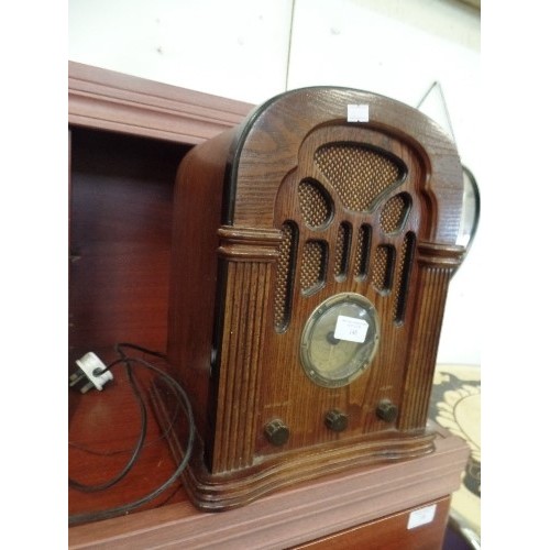 148 - CASIO VINTAGE STYLE RADIO. WOODEN CASING.