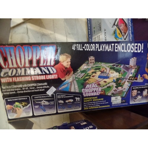 159 - CHOPPER COMMAND, HELICOPTER WITH FLASHING STROBE LIGHT[NOT TESTED] LARGE PLAYMAT INCLUDED. BATTERY O... 