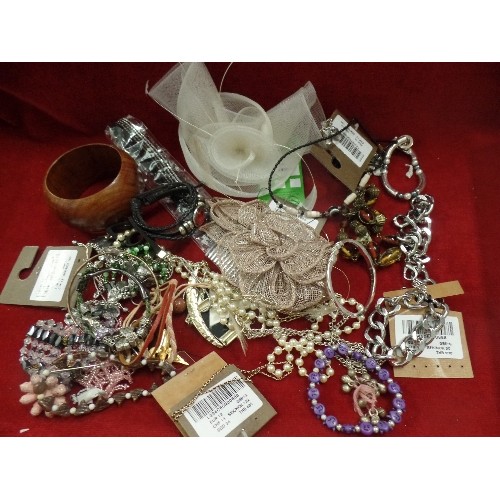 164 - MIXED COSTUME JEWELLERY, CLIP-ON FASCINATORS ETC.