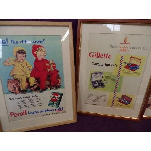 126 - ADVERTISING POSTERS. FRAMED/GLAZED. INC GUINNESS, COCA-COLA, PERCIL, GILLETTE ETC.