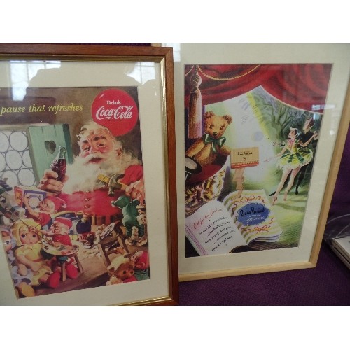 126 - ADVERTISING POSTERS. FRAMED/GLAZED. INC GUINNESS, COCA-COLA, PERCIL, GILLETTE ETC.