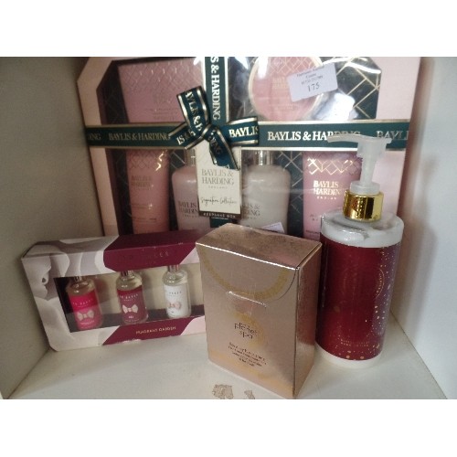 175 - NEW BAYLIS & HARDING GIFT BOXES AND COSMETICS.