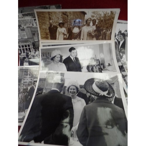 151 - OFFICIAL PRESS PHOTOGRAPHS, FROM THE QUEENS VISIT TO KETTERING AND CORBY, OAKHAM SCHOOL ETC. DETAILE... 