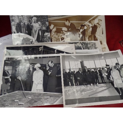 151 - OFFICIAL PRESS PHOTOGRAPHS, FROM THE QUEENS VISIT TO KETTERING AND CORBY, OAKHAM SCHOOL ETC. DETAILE... 