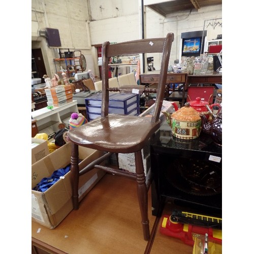 274 - VINTAGE BROWN PAINTED VICTORIAN KITCHEN CHAIR.