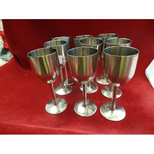 199 - 9 X STAINLESS STEEL GOBLETS.