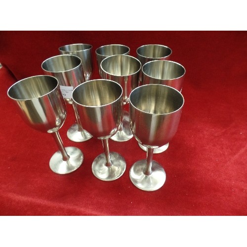 199 - 9 X STAINLESS STEEL GOBLETS.