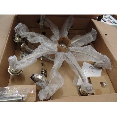 239 - LARGE 'CHANDELIER STYLE' PENDANT LIGHT. AMBASSADOR 8 X LIGHT. APPEARS NEW/BOXED.