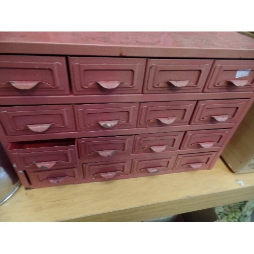 286 - SMALL RED METAL MULTI-DRAWER WORKSHOP CHEST. FOR NAILS/SCREWS ETC