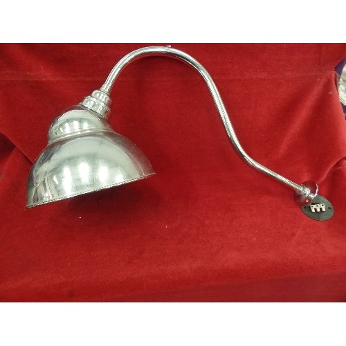 287 - LARGE VINTAGE CHROME, LONG-ARM WALL LIGHT.