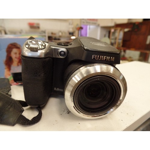 375 - FUJU FINE-PIX. S8000 DIGITAL CAMERA, WITH INSTRUCTIONS, STRAP ETC. ALSO A SONY IR LIGHT-HVL-IRH2.