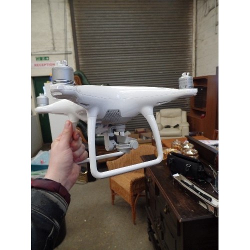 385 - PHANTOM 4 DRONE V1.2/ FLYING CAMERA. APPEARS ALMOST NEW CONDITION. WITH CHARGERS, INSTRUCTIONS, CARR... 