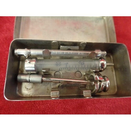 12 - TWO VINTAGE MEDICAL SYRINGES IN ORIGINAL METAL FITTED BOXES