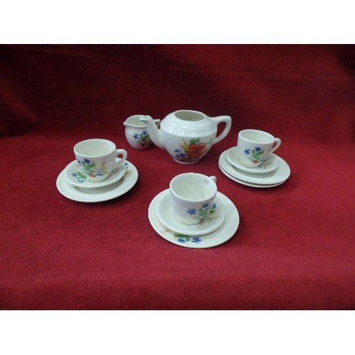 13 - 1940'S STAFFORDSHIRE DOLL'S PART TEASET - POPPY PATTERN