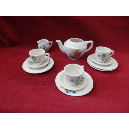 13 - 1940'S STAFFORDSHIRE DOLL'S PART TEASET - POPPY PATTERN