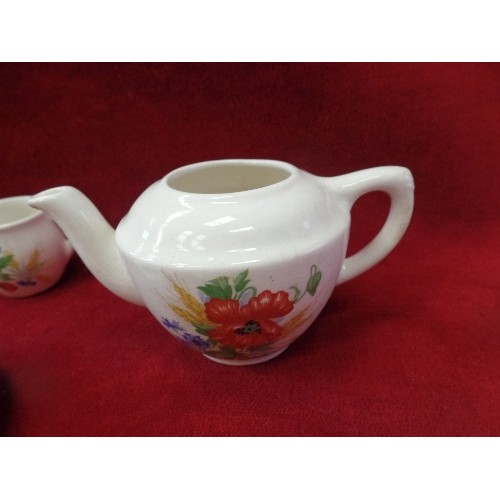 13 - 1940'S STAFFORDSHIRE DOLL'S PART TEASET - POPPY PATTERN