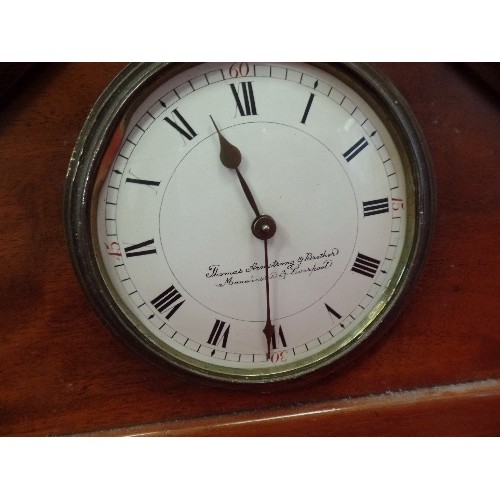 18 - A GOOD QUALITY EDWARDIAN WALNUT CASED MANTLE CLOCK WITH ENAMEL FACE MARKED 