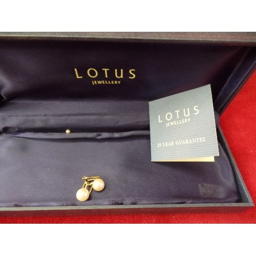 26 - A LOTUS SIMULATED PEARL NECKLACE WITH BOX AND TWO FURTHER SIMULATED PEARL NECKLACES