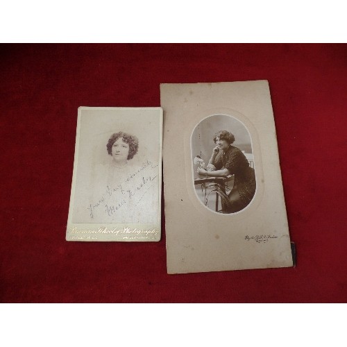 30 - TWO EDWARDIAN CABINET PHOTOGRAPHS, ONE WITH SIGNATURE WRITTEN ACROSS - POSSIBLY AN ACTRESS