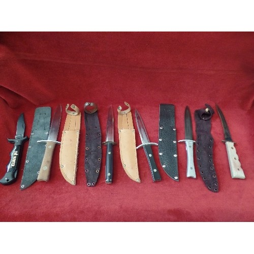 35 - 6 KNIVES WITH SHEATHS INCLUDING A FOLDING 