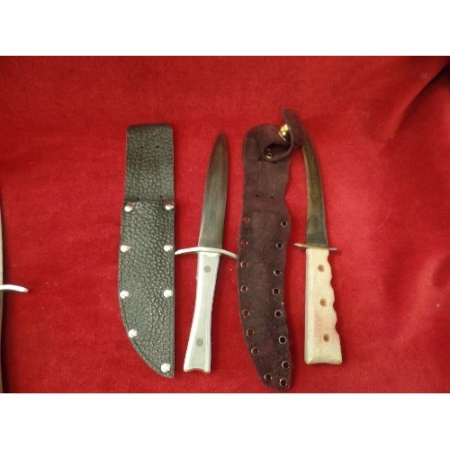 35 - 6 KNIVES WITH SHEATHS INCLUDING A FOLDING 