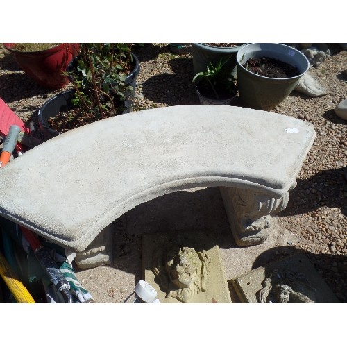 427 - CLASSIC GARDEN SEAT. CURVED SEAT ON CLASSIC PLINTHS.