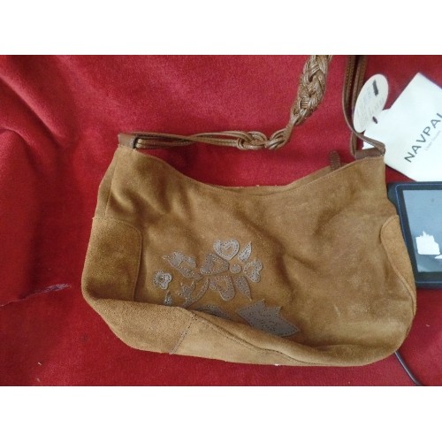 70 - NAVPAL SATNAV WITH CAR CHARGER. TOGETHER WITH COW-LEATHER SUEDE BAG WITH LEATHER KNOTTED STRAP. MONO... 