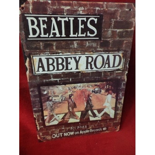 112 - REPRO METAL SIGNS. INC ELVIS PRESLEY BOULEVARD, BEATLES 'ABBEY ROAD' AND CAVERN CLUB. TOGETHER WITH ... 