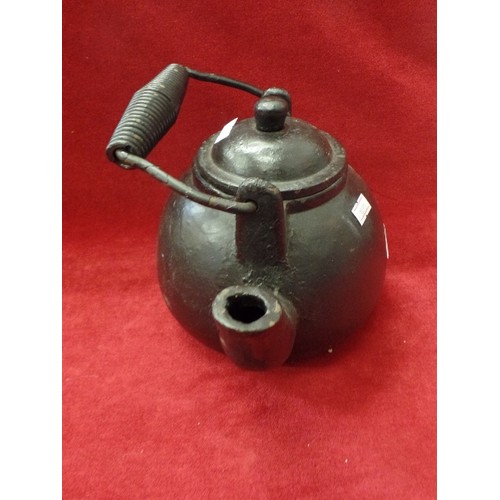 73 - VERY HEAVY CAST IRON STOVE-TOP KETTLE.