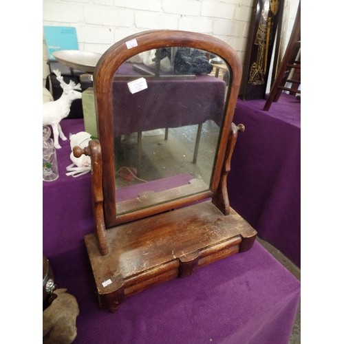 172 - LARGE VICTORIAN MAHOGANY FREE-STANDING TOILET MIRROR.