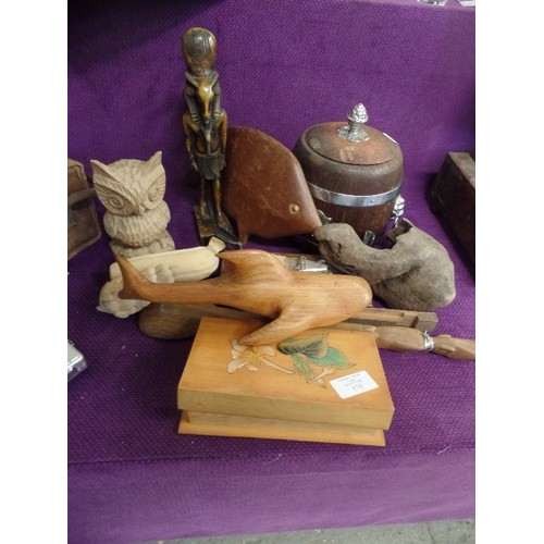 175 - COLLECTION OF VINTAGE TREEN/WOOD CARVED ITEMS ETC.