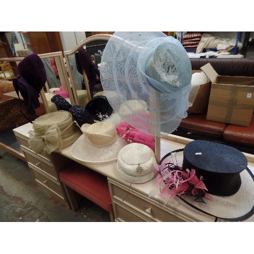 190 - VINTAGE OCCASION HATS. VARIOUS ERAS [50'S-90'S] X 8. INC CONDO-MODEL LONDON, PRESEN OF BARCELONA, TR... 