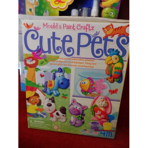 74 - 3 BOXES OF CHILDREN'S CRAFTING ITEMS. INC CUTE PETS, CHUPA CHUPS PERFUME LAB, & MY FIRST CROSS STITC... 