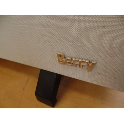 282 - RETRO BERRY LOWLINE CONVECTOR HEATER. WOODEN CASING WITH WHITE TEXTURED FRONT PANEL.