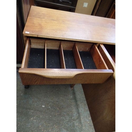 308 - BEAUTIFUL McINTOSH MID-CENTURY TEAK SIDEBOARD. 202CM W. LOVELY ROLLED HANDLE DETAIL. TAPERED LEGS WI... 