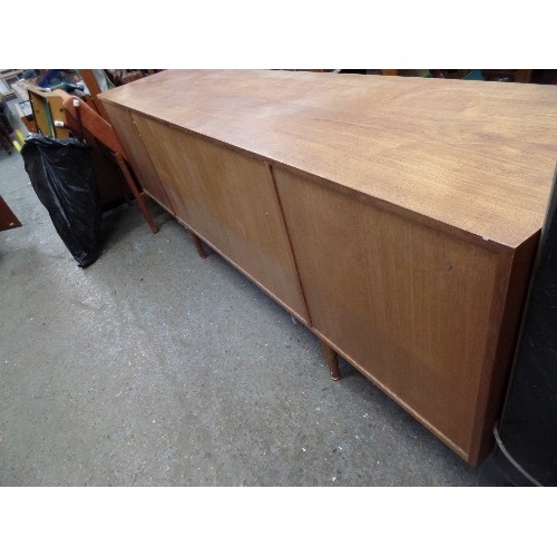 308 - BEAUTIFUL McINTOSH MID-CENTURY TEAK SIDEBOARD. 202CM W. LOVELY ROLLED HANDLE DETAIL. TAPERED LEGS WI... 