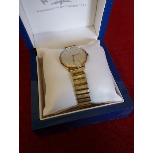 12 - GENTS ROTARY WRIST WATCH 1960`S MECHANICAL WINDING GOLD PLATED BOXED