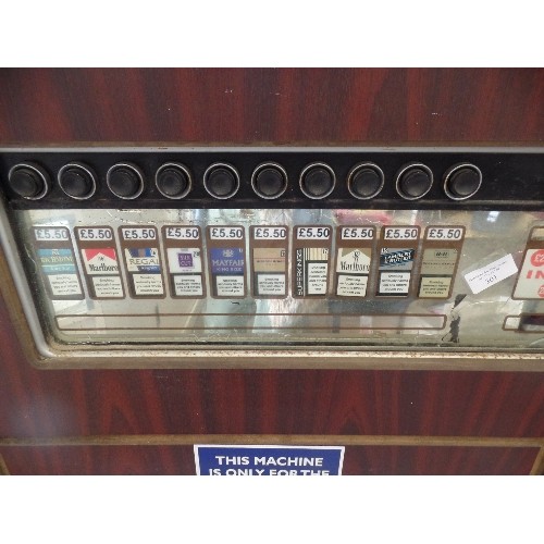 301 - LARGE VINTAGE GERMAN-MADE CIGARETTE VENDING MACHINE. AVAILABLE BRANDS INCLUDED WERE MAYFAIR KINGSIZE... 