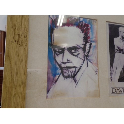 317 - DAVID BOWIE INTEREST. GLAZED FRAME CONTAINING 5 IMAGES.