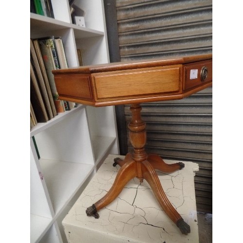 362 - OCTAGONAL WINE TABLE WITH DRAWERS. ON PEDESTAL BASE.