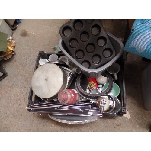 367 - 2 BOXES FULL OF MIXED KITCHENALIA, ALSO USEFUL ITEMS, AND DECORATIVE ITEMS.