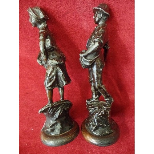 1 - PAIR OF ANTIQUE FRENCH SPELTER FIGURES DEPICTING THE SEASONS & AGRICULTURE - 22CM