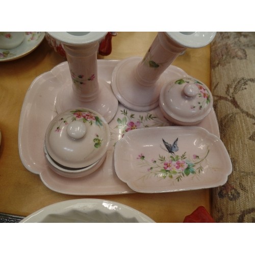 422 - QUANTITY OF MIXED CHINA - D&C CHINA DRESSING TABLE SET, ROSENTHAL BOWL, JELLY MOULD ETC