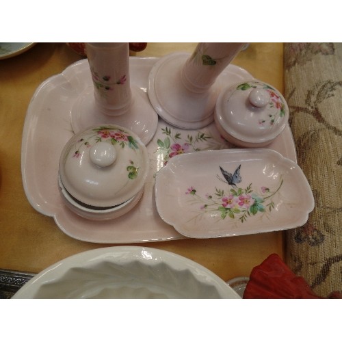 422 - QUANTITY OF MIXED CHINA - D&C CHINA DRESSING TABLE SET, ROSENTHAL BOWL, JELLY MOULD ETC