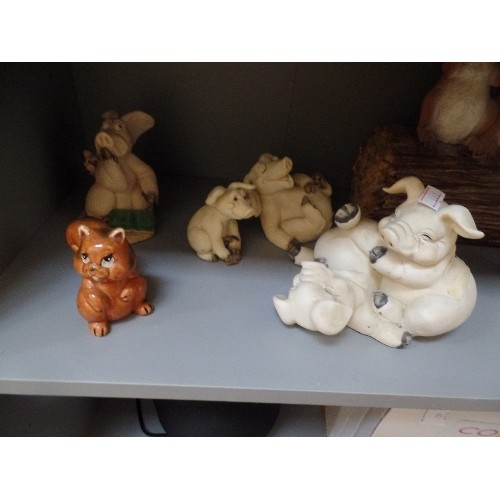 452 - SHELF OF ANIMAL FIGURES INCLUDING PIGGIN