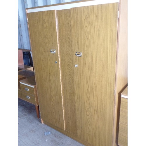 548 - RETRO WOOD EFFECT DOUBLE WARDROBE