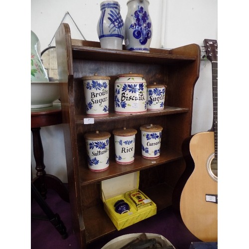 117 - SMALL OAK 4 SHELVED DISPLAY UNIT/DISPLAY CASE - CAN BE FREE STANDING OR WALL HUNG 35